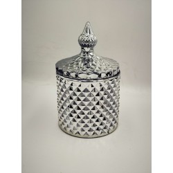 POJEMNIK-SZKŁO-SWIECA- CUKIERNICA - MAŁA/200ML/ SREBRNA...